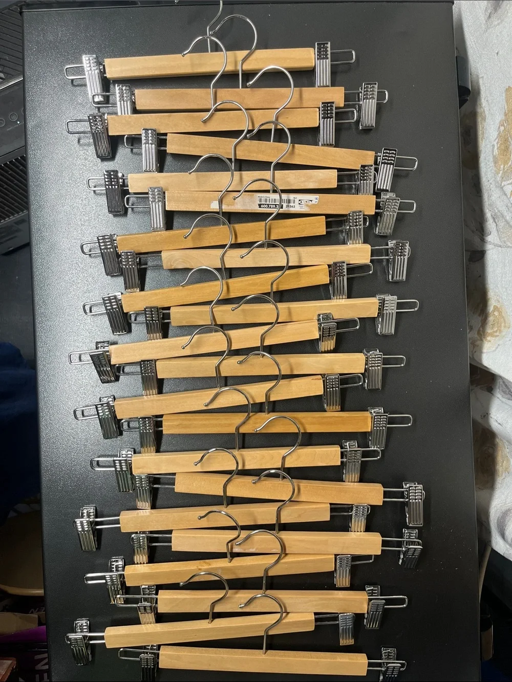 22 Natural Light Wood Pant/Skirt Hangers with Crome Clip